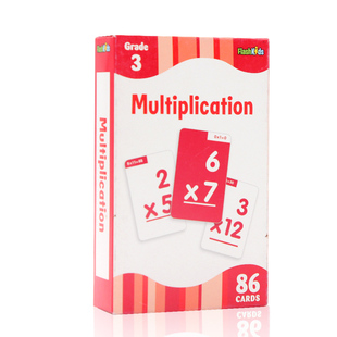 Kids 字卡闪卡小学加减乘除系列卡片 Cards Multiplication Flash 乘法运算 86张卡片 英文原版