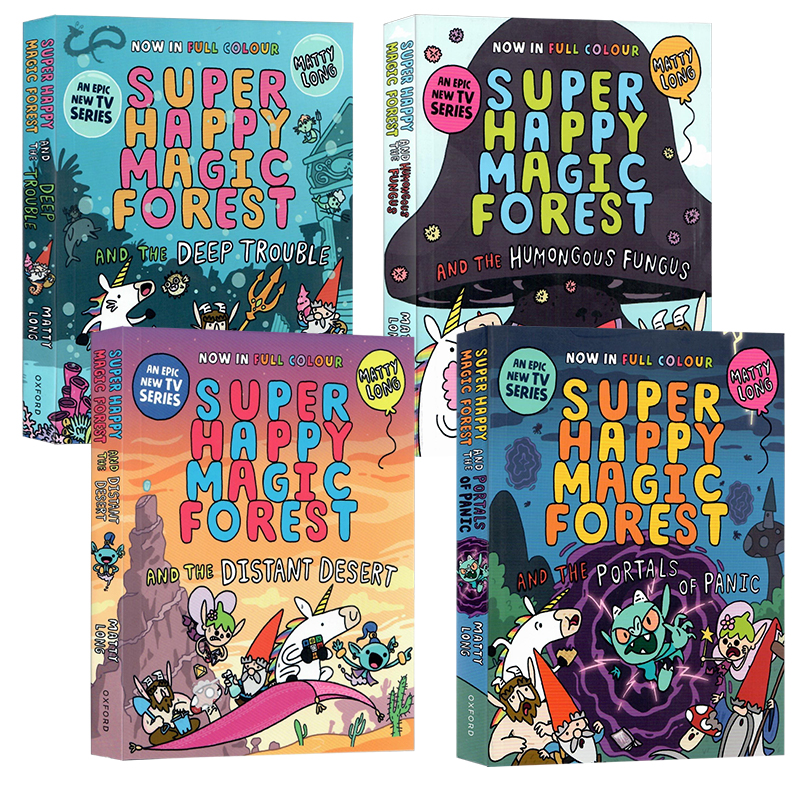超级快乐魔法森林4册 英文原版小说 恐慌之门深深的烦恼  Super Happy Magic Fores青少年奇幻幽默搞笑 课外读物全彩章节漫画小说