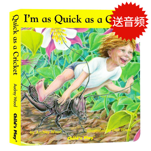 【送音频】英文原版绘本 I'm as Quick as a Cricket 我和蟋蟀一样快 纸板书廖彩杏书单第50本 Audrey Wood亲子互动学习图画故事书