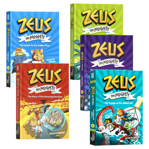强大的宙斯5册 英文原版小说 Zeus the Mighty 儿童桥梁章节漫画书 趣味冒险故事书 美国国家地理 精装 课外阅读 Crispin Boyer