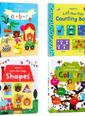 英文原版Usborne启蒙认知翻翻书4册 Lift the Flap abc Colours First Opposites Counting 色彩字母形状计数绘本儿童英语单词