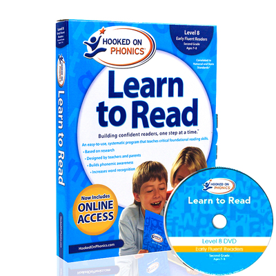 英文原版第8级别 Hooked on Phonics Learn to Read Second Grade Level 8 附DVD 美国少儿英语语言学习教材 自然拼读法美语