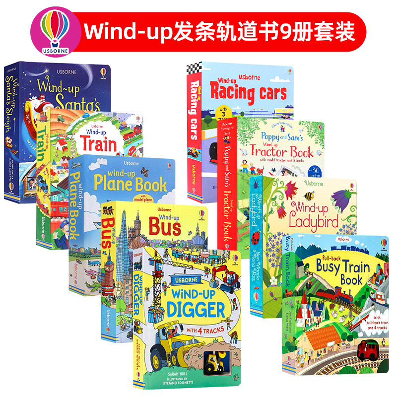 Usborne 发条轨道书9册Wind up Fire Engine消防车Digger挖掘机Christmas圣诞 Ladybird 英文原版 亲子互动益智交通工具玩具书