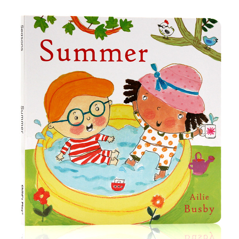 夏天 summer 英文原版绘本 儿童启蒙纸板图画故事书 感知四季 childs