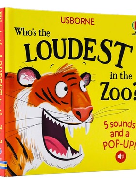 Usborne 动物园里谁最吵 英文原版绘本 Who's the Loudest in the Zoo 有声书触摸发声书聆听各种5种动物的叫声动物园奇趣发声书