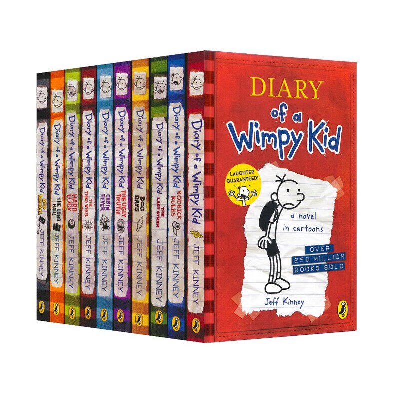 小屁孩日记10册套装英文原版绘本 Diary of a Wimpy Kid 2017哭包日记 儿童漫画章节书 图文并茂 插图青少年英语课外读物