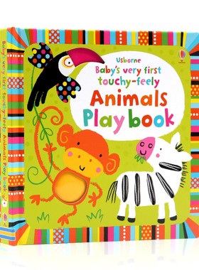Usborne出品 英文原版 Baby's Very First Touchy-feely Animals Play Book宝宝的动物触摸书 认识小动物绘本洞洞书触摸书