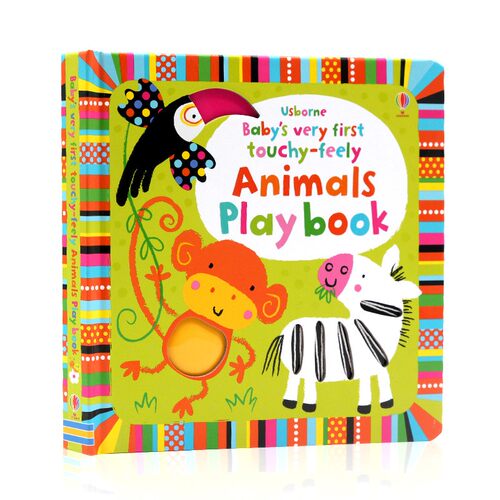 Usborne出品 英文原版 Baby's Very First Touchy-feely Animals Play Book宝宝的动物触摸书 认识小动物绘本洞洞书触摸书