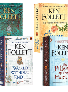 中世纪三部曲+前传 英文原版小说 The Pillars of the Earth 圣殿春秋三部曲英文版巨人的陨落作者肯福莱特 Ken Follett影视原著