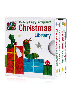 好饿的毛毛虫圣诞图书馆4册手掌书The Very Hungry Caterpillar's Christmas Library英文原版绘本 圣诞节绘本 Eric Carle艾瑞卡尔