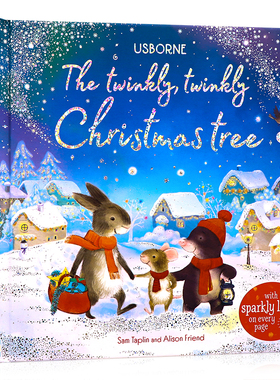 现货 Usborne出品 圣诞节发光书 英文原版绘本 The Twinkly Twinkly Christmas Tree 圣诞节礼物礼品书 触摸洞洞书 精装纸板书