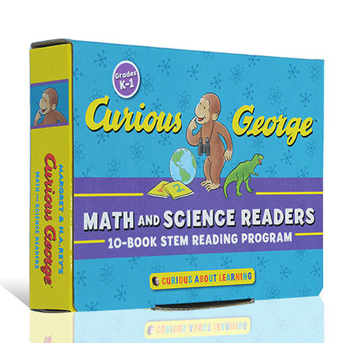 英文原版绘本 Curious George Math and Science Readers 12本10张卡片 好奇猴乔治STEM数学科学 认知英语读物启蒙图画书英文绘本