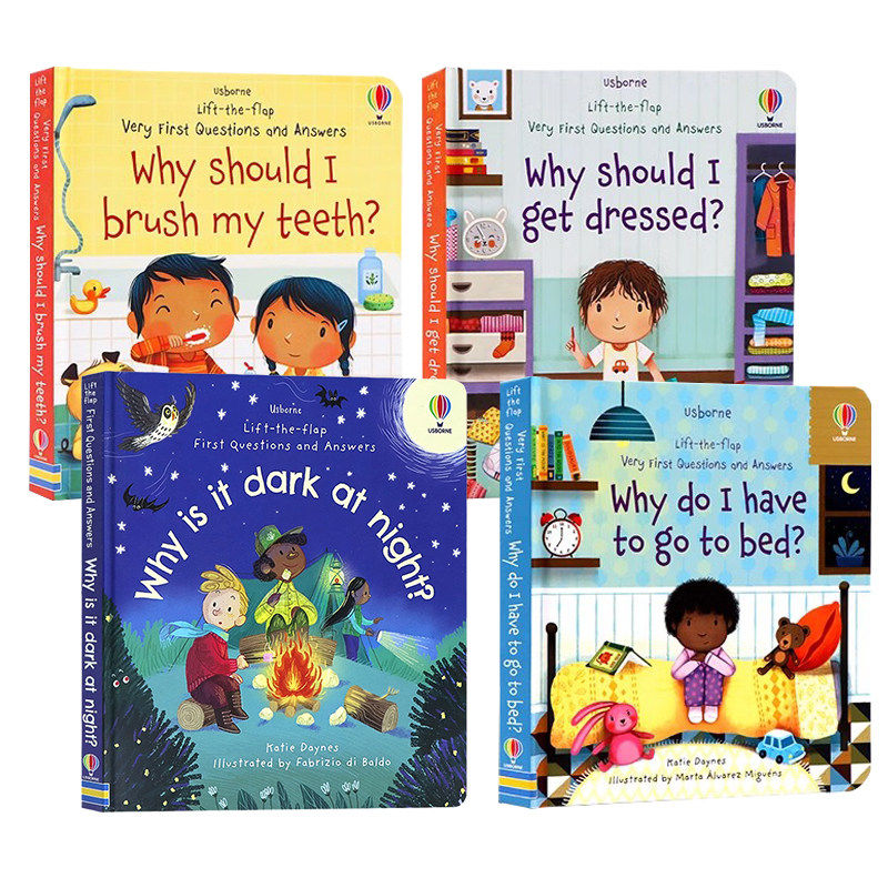 Usborne生活常识4册翻翻书 英文原版绘本 Why Should I Brush My Teeth 为什么要刷牙穿衣便便睡觉 儿童英语启蒙习惯养成纸板书
