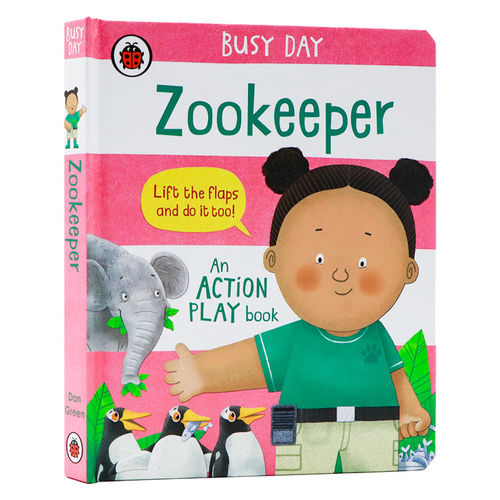忙碌的一天 动物园管理员 英文原版 Busy Day Zookeeper 立体书早教书翻翻书英语绘本 地理建筑城市Busy Day系列 亲子睡前读物