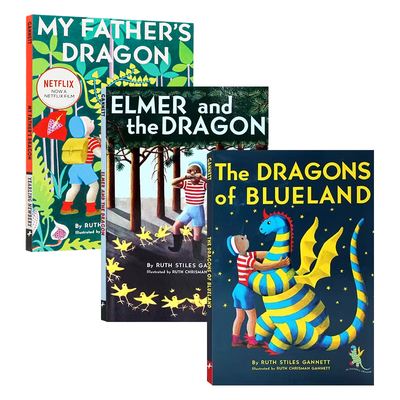 我爸爸的小飞龙英文原版 My Father's Dragon 系列3册 纽伯瑞银奖 儿童文学小说章节书 儿童桥梁书 青少年课外读物世界儿童文学