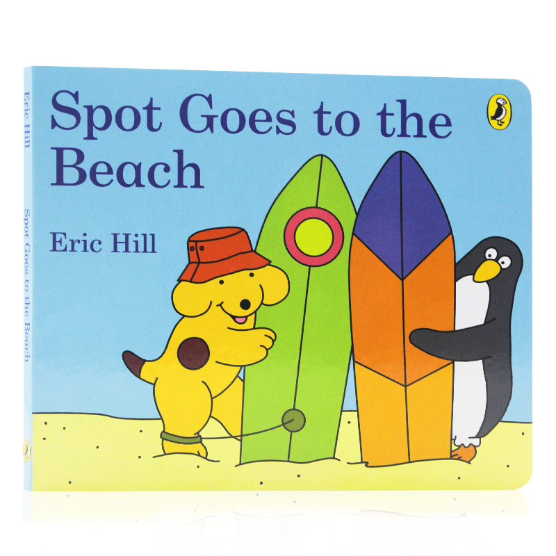 英文正品英语原版绘本 Spot Goes to the Beach 小玻去沙滩 Eric Hill 儿童启蒙纸板书 spot小玻小波 图画故事书2-6岁 1-3岁