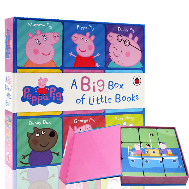 Peppa手掌书英文原版绘本Peppa Pig A Big Box of Little Books小猪佩奇粉红猪小妹 小小手掌书 9本小书封底可玩拼图0-2岁英语启蒙 书籍/杂志/报纸 儿童读物原版书 原图主图