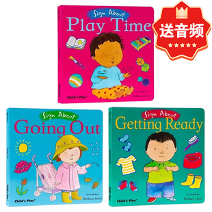 Sign About系列3册 英文原版绘本 Play Time/Meal Time/Going Out/Getting Ready 日常手语交流启蒙 低幼宝宝发展说话技能图画书