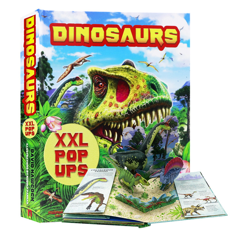 恐龙3D立体书 英文原版 XXL Pop Up Dinosaurs 儿童趣味科普百科活动与玩具书亲子互动精装大开本立体书 恐龙知识认知 Nui Nui