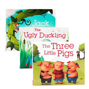 Jack 三只小猪杰克与魔豆丑小鸭幼儿启蒙早教绘本亲子共读 英文原版 Beanstalk the and Duckling Ugly 绘本 童话故事3册 DK睡前经典