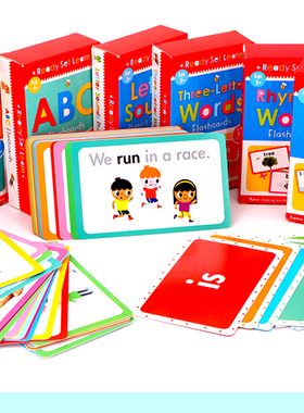 Flash Cards英文原版 配套字卡6盒ready set learn Sight Words常用词ABC字母发音学前启蒙高效英语闪卡高频词卡片