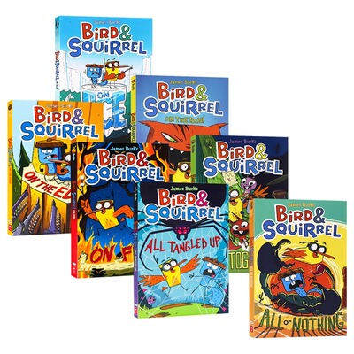 英文原版  学乐桥梁漫画小鸟和松鼠系列1-7册 Bird Squirrel on the Edge on Fire All Tangled全彩儿童卡通动物友谊冒险趣味故事