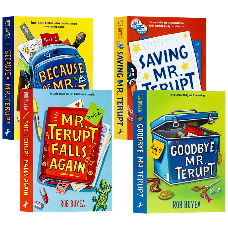 特鲁普先生4册 英文原版 Mr. Terupt Because of Mr. Terupt 都怪特鲁普先生/特鲁普特先生又跌倒了/拯救特鲁特先生 励志读物 平装