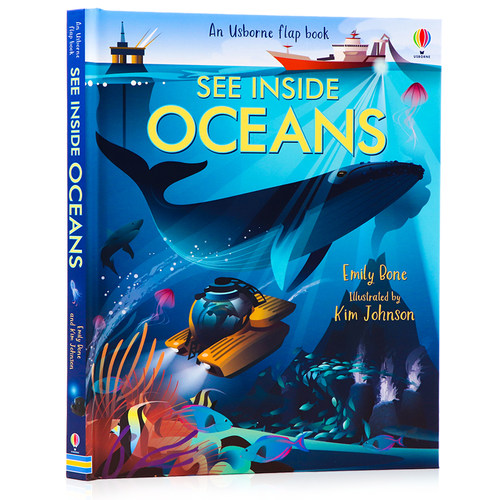 Usborne看里面系列 海洋See Inside Oceans 英文原版进口图书 海洋生物启蒙认知 儿童百科科普翻翻书 环保主题 大开精装纸板书