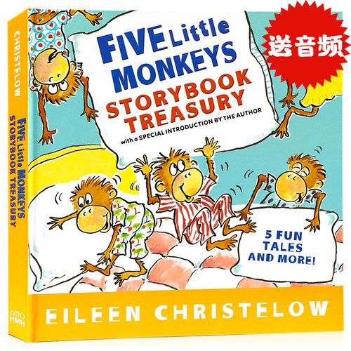 英文原版绘本 Five Little Monkeys 五只小猴子5个故事精装合集 廖彩杏书单 jumping on the bed