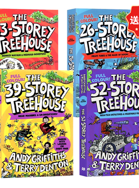 小屁孩树屋历险记4册英文原版全彩版 13-52层树屋 The 13 26 39 52 Storey Treehouse Colour Edition 故事漫画小说章节桥梁书