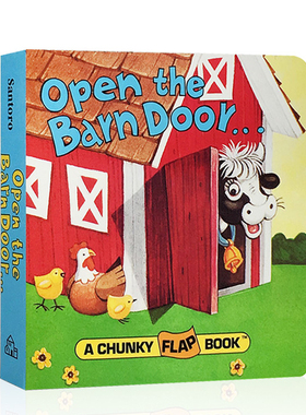 现货 农场动物认知拟声词学习Open the Barn Door Find a Cow英文原版绘本翻翻书A chunky flap Book趣味手掌书1-3岁纸板撕不烂书