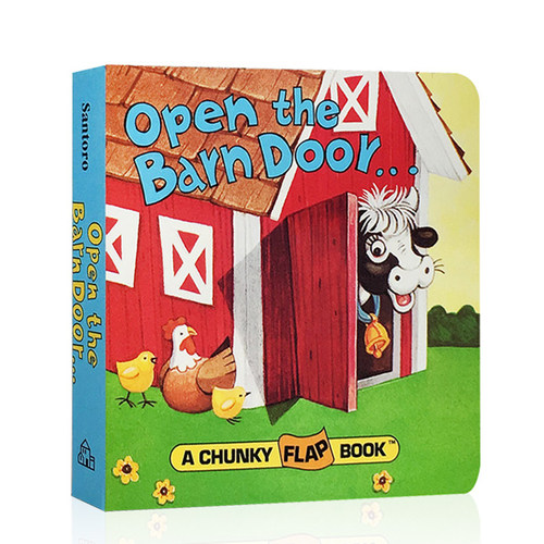 现货 农场动物认知拟声词学习Open the Barn Door Find a Cow英文原版绘本翻翻书A chunky flap Book趣味手掌书1-3岁纸板撕不烂书