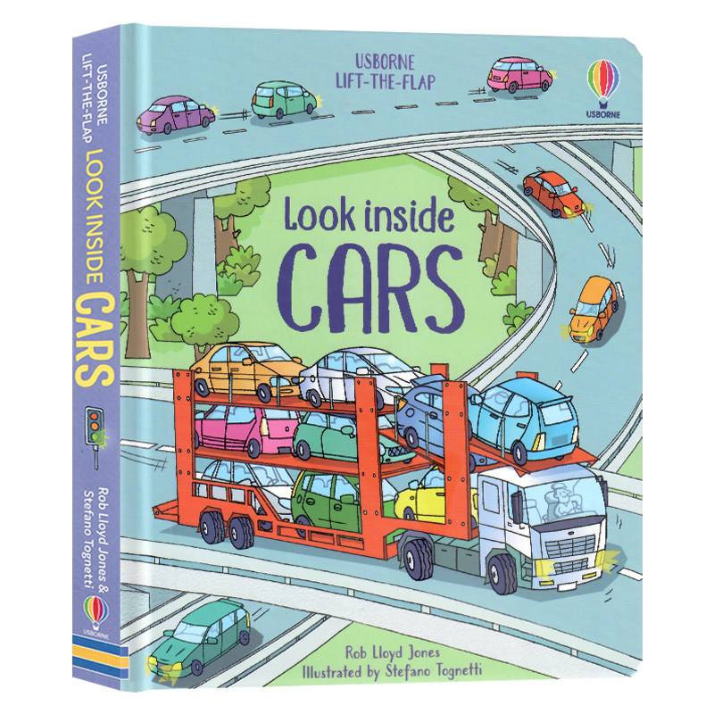 现货 Usborne看里面系列  Look Inside Cars 汽车英文原版绘本 汽车百科精装纸板翻翻书 酷炫的车子  儿童科普百科图画书 尤斯伯恩