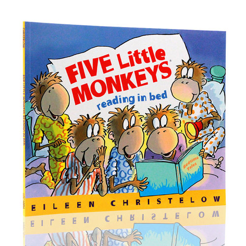 英文原版平装绘本 Five Little Monkeys Reading in Bed 五只小猴子在床上看书 廖彩杏书单幼儿童英语启蒙图画故事书亲子阅读书籍