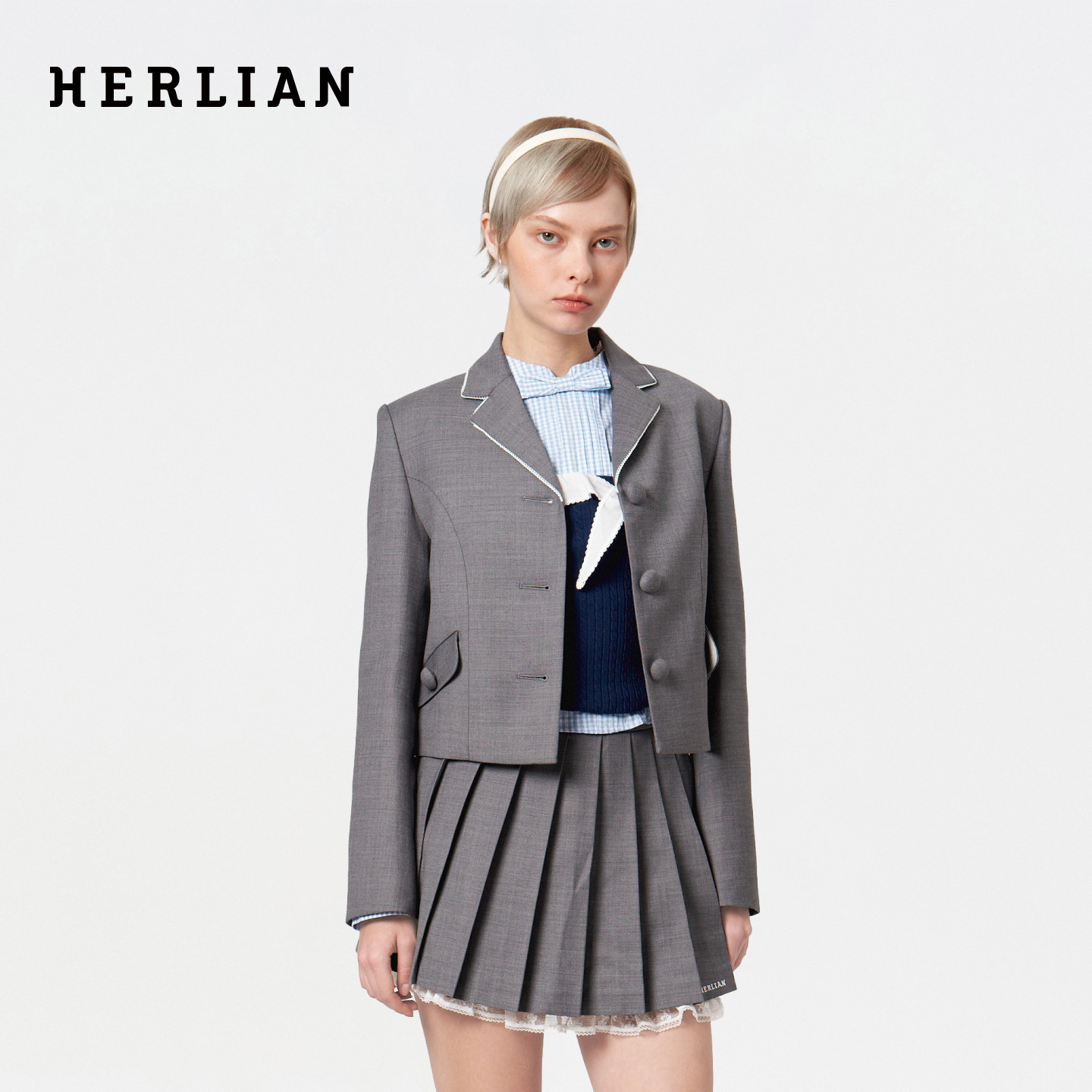 HERLIAN 2025冬季新品 直筒短款西装外套女士
