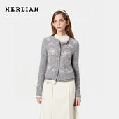 羊毛女针织开衫 miu系蝴蝶结短款 鞠婧祎同款 Herlian2025冬新品