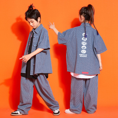 儿童街舞popping震感舞锁舞locking潮服套装走秀hiphop演出服定制