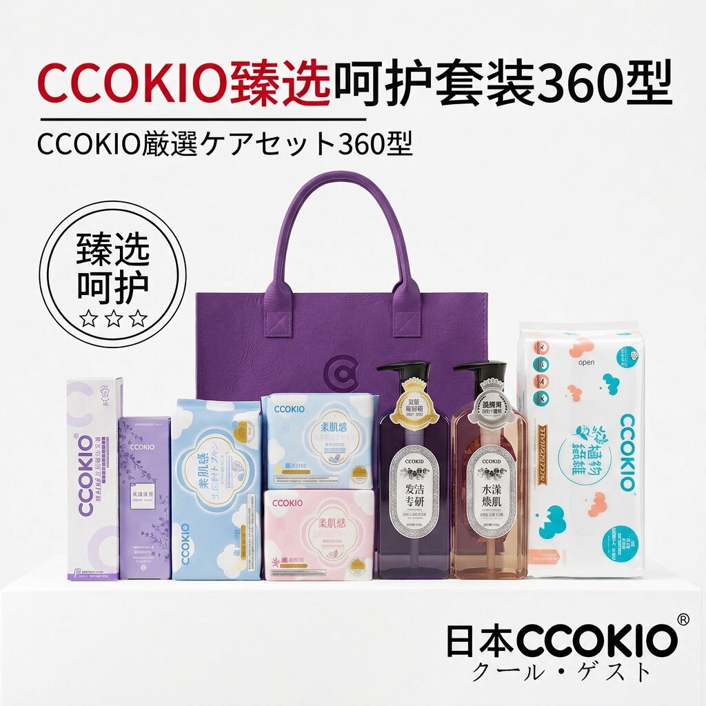 日本CCOKIO多功能个护套装日夜用卫生巾洗发水沐浴露臻选360礼盒