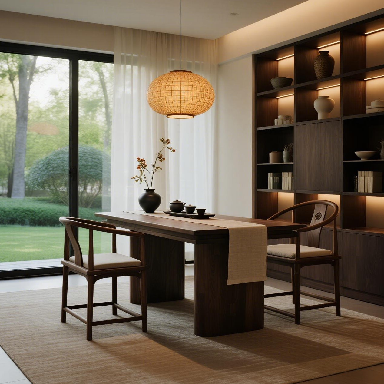 宋式美学接待黑胡桃木茶桌茶艺茶道设计师同款泡茶台高端定制家具