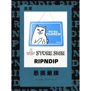 情侣短袖 欧美正品 ripndip贱猫夏季 中指猫宽松圆领半袖 男女街头t恤