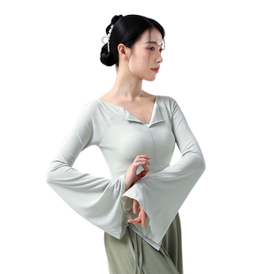 古典舞服上衣女飘逸身韵长袖现代舞蹈练功服中国舞舞蹈服跳舞舞衣