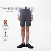 6期免息 经典 THOM BROWNE 男士 羊毛斜纹短裤 休闲裤