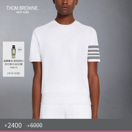 [秋冬优惠]THOM BROWNE 男士四条纹袖棉圆领短袖T恤卫衣