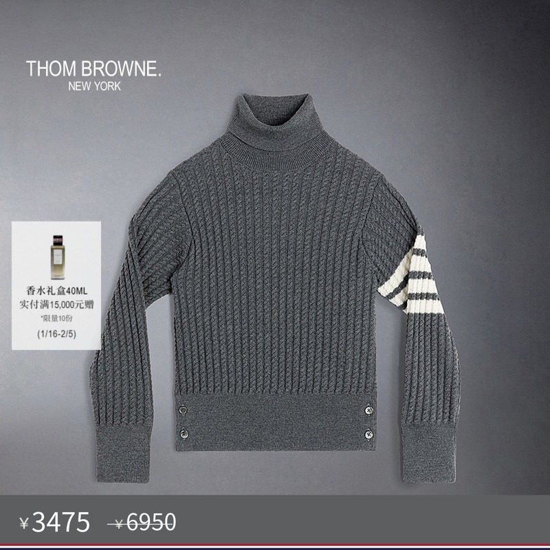 [五折优惠]THOM BROWNE 儿童经典四条纹细线羊毛高领衫毛衣套头衫,童装/婴儿装/亲子装,毛衣/针织衫,淘宝优惠券,粉丝福利购,淘宝优惠卷