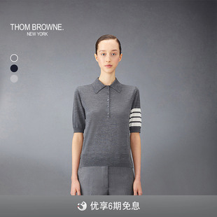 6期免息 BROWNE THOM 毛衣 女士经典 四条纹羊毛针织POLO衫