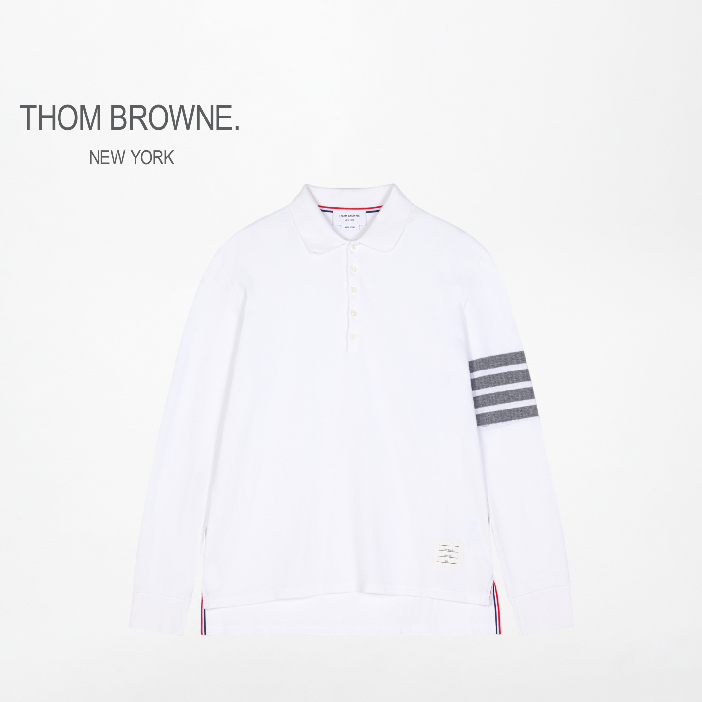 [3期免息]THOM BROWNE 男女同款四条纹棉质长袖POLO衫