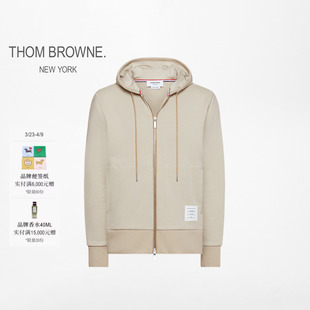 男士 BROWNE新品 THOM 卡其色四条纹拉链连帽衫 6期免息