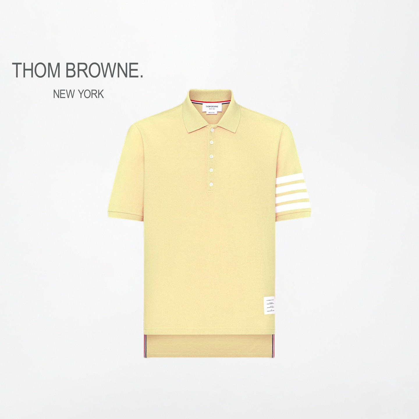 THOM BROWNE 男女同款四条纹棉质短袖POLO衫