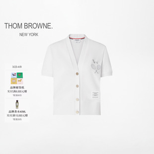 BROWNE女士网球拍刺绣棉质针织V领开衫 THOM 6期免息
