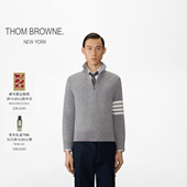 6期免息 THOM BROWNE男士 2025秋冬经典 羊毛半高领拉链套头衫
